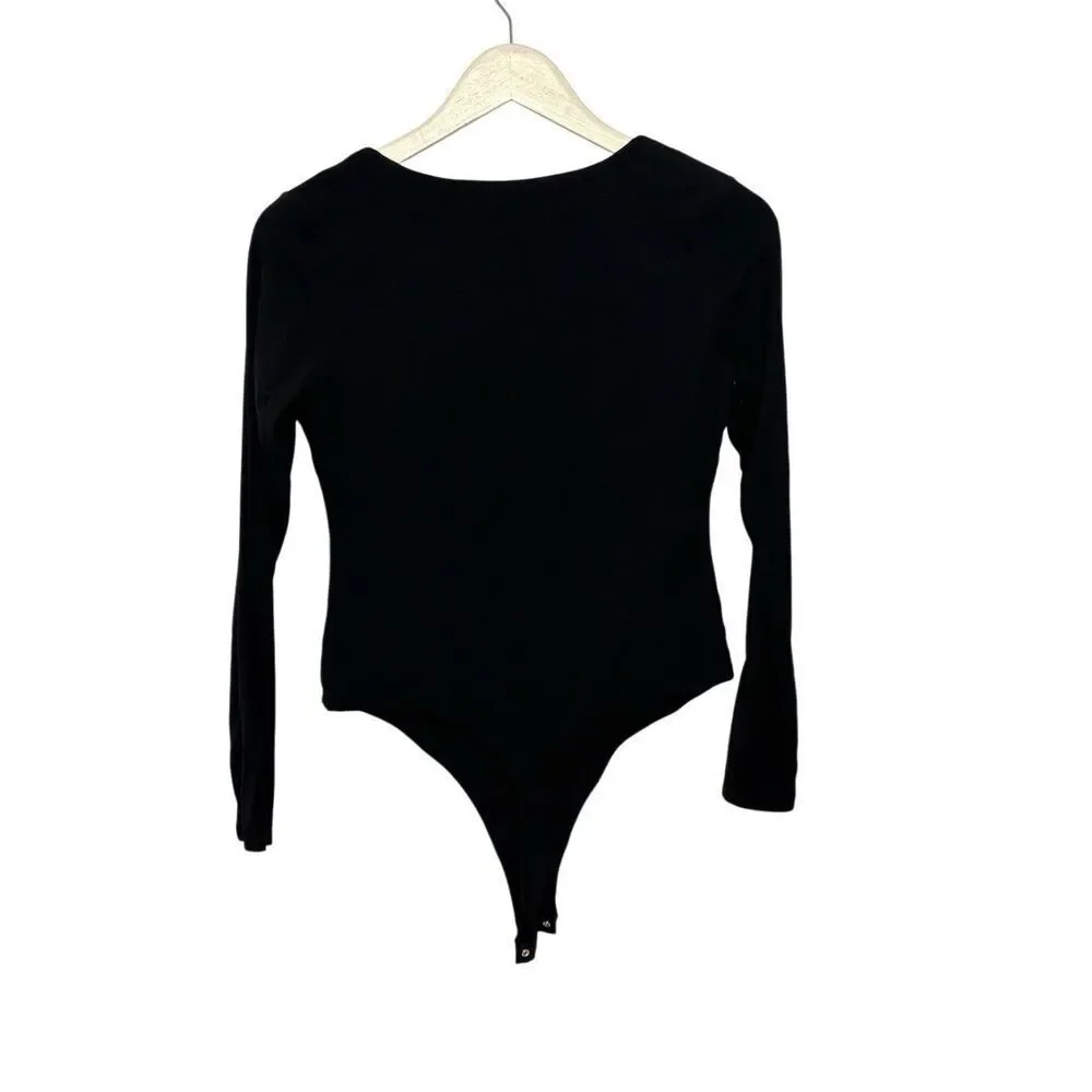 iuga black long sleeve v-neck bodysuit - XL